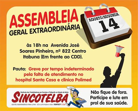 Correios e Telégrafos de Itabuna! O Sincotelba