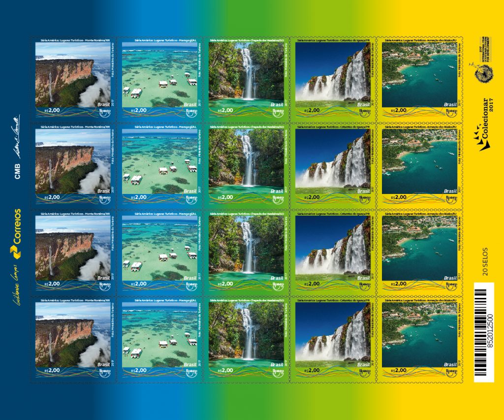 Lugares turísticos do Brasil são destaque em emissão especial de selos